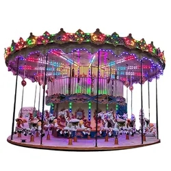 Fun park family rides kids amusement equipment double decker carousel horse on hot sale
