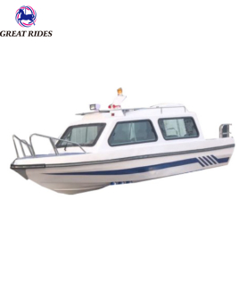 Full Covered Cabin Ocean Patrol Cruiser Fiberglass High Speed Fishing Boat 