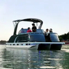 Customized Electric Motor Aluminum Luxury Pontoon Fishing Boat 25 Feet 14 Capacity House Boat Outboard Engine Yachts