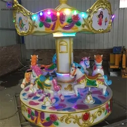 Factory price amusement park games kids ride electric fiberglass mini carousel horses merry go round for sale